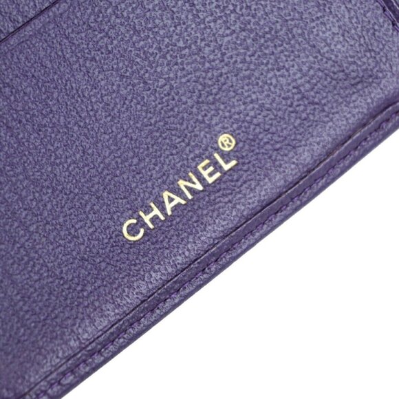 CHANEL CC Logo Bifold Wallet Leather Purple GHW Made in France 79RK703 - Picture 12 of 16
